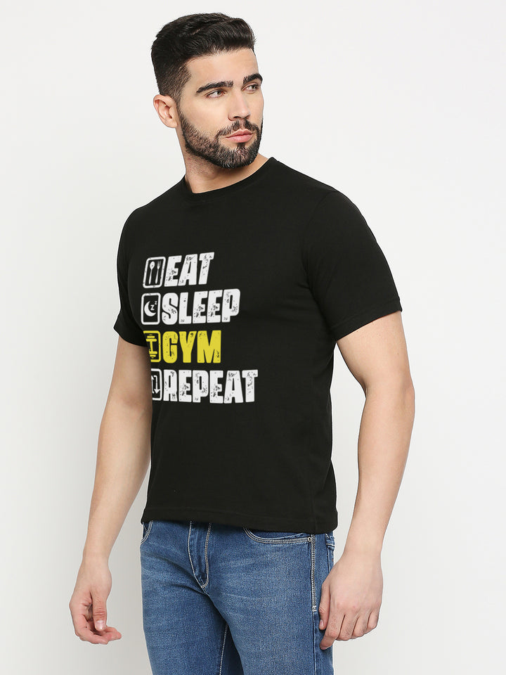 Eat Sleep Gym Repeat Black T-Shirt