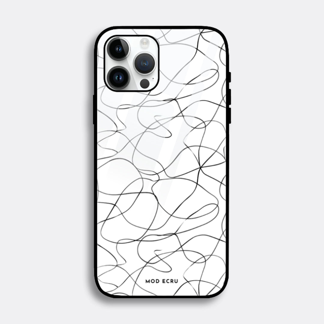 White Abstract Lines Glass Case