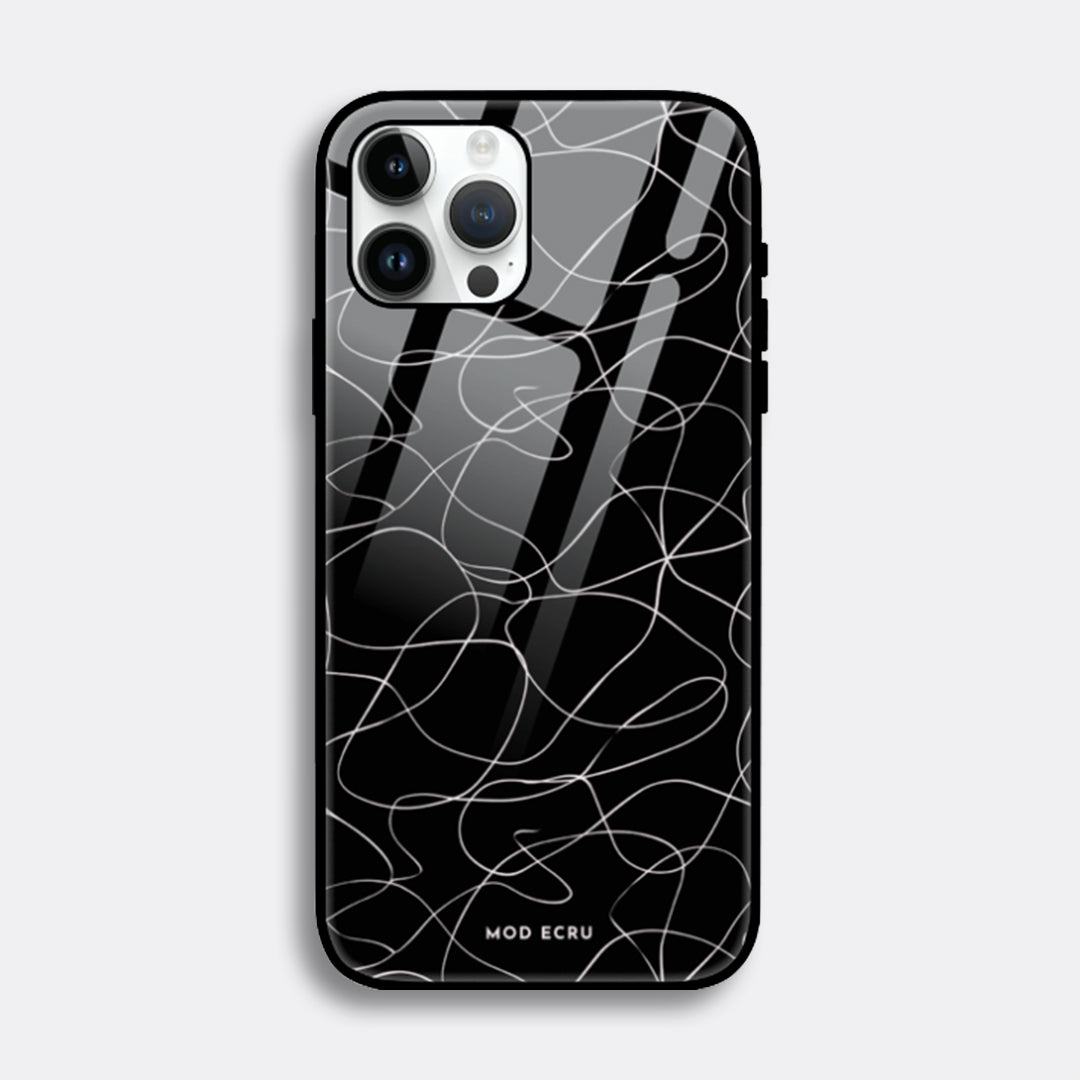 Black Abstract Lines Glass Case