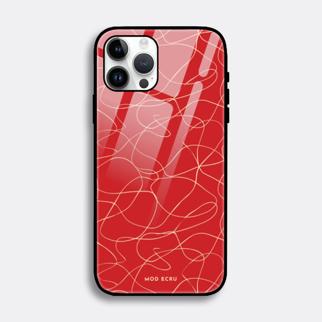 Red Abstract Lines Glass Case