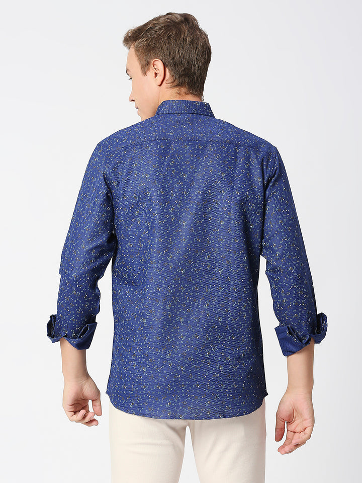 Dobbie Cotton Blue Floral Print Shirt