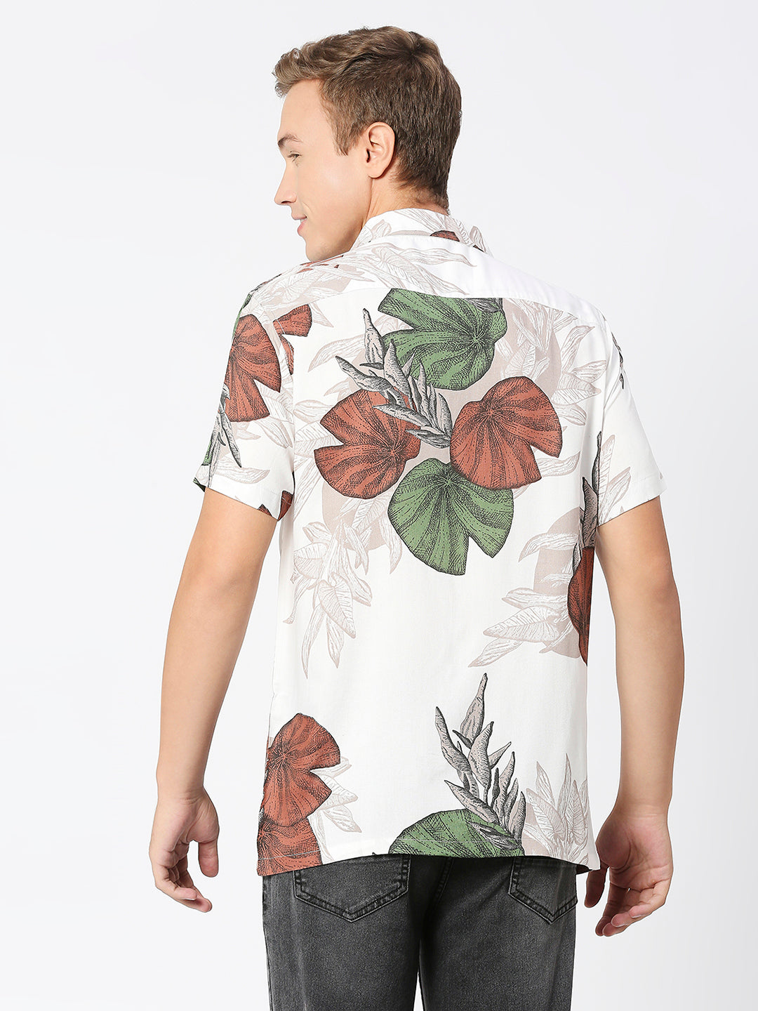 Passion Brown Floral Printed Rayon Shirt