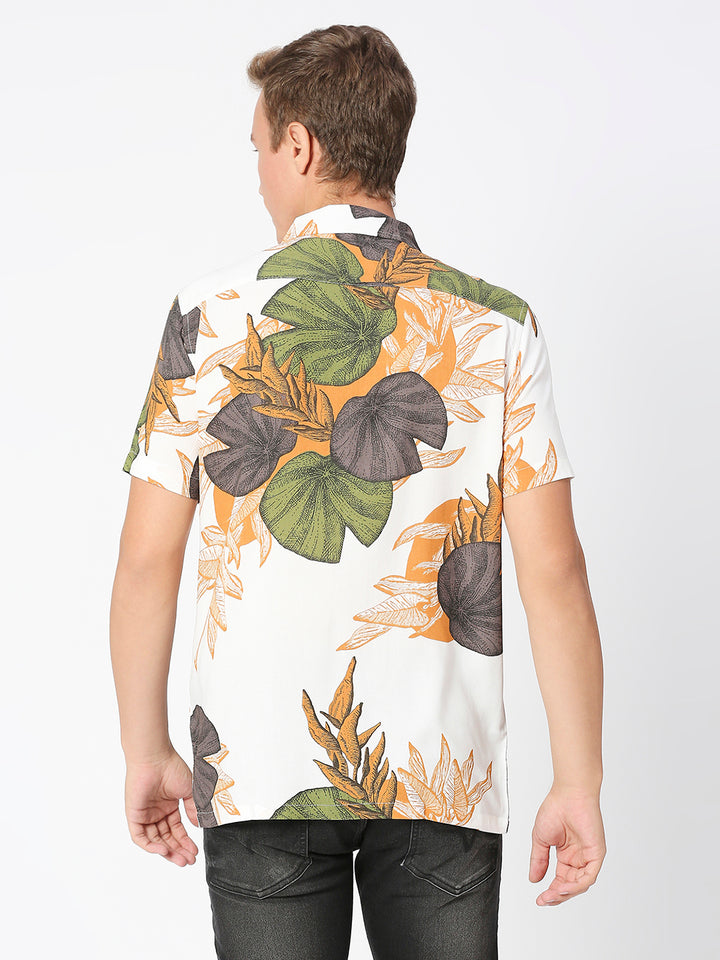 Passion Green Floral Printed Rayon Shirt