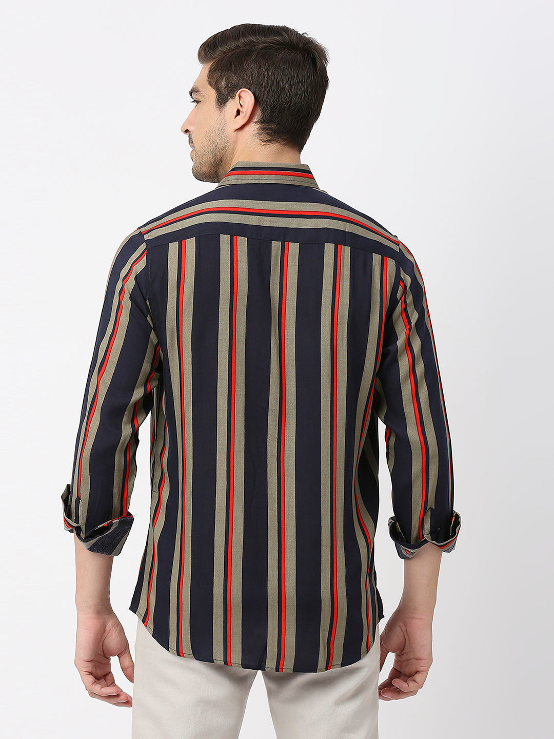 Adam Rayon Vertical Red Stripes Shirt