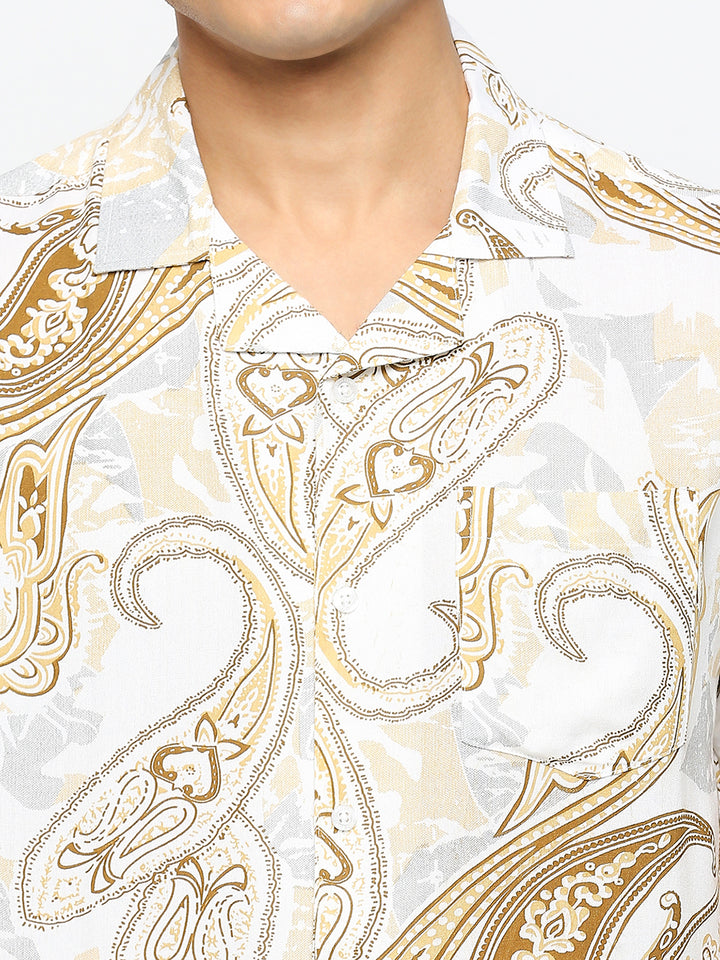 Kerri Abstract Print Grey Gold Shirt