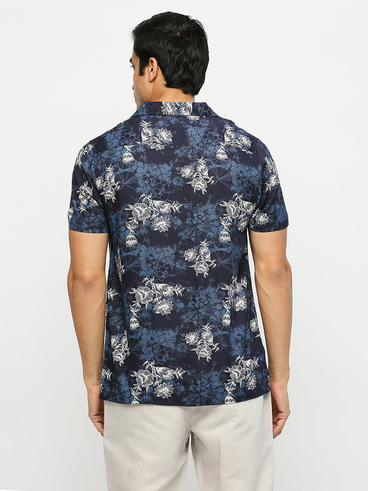Moonlight Floral Print Navy Shirt