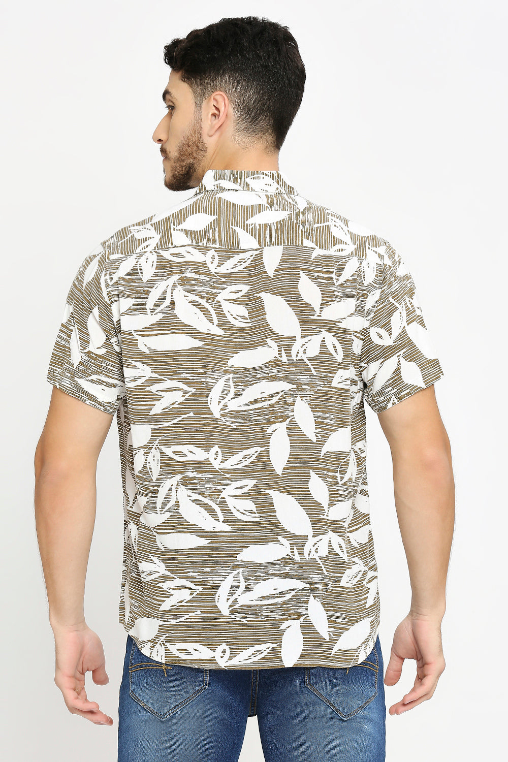 Stripe Brown Floral Print Shirt