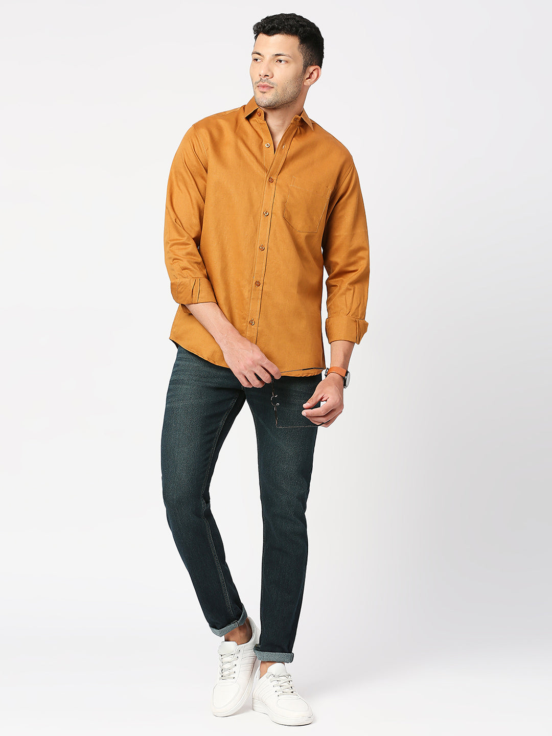 Astute Linen Dyed Rust Shirt