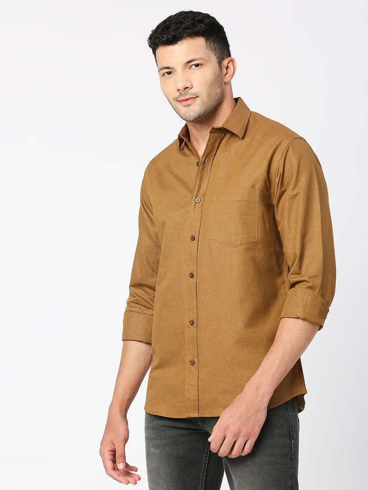 Astute Linen Dyed Khaki Shirt