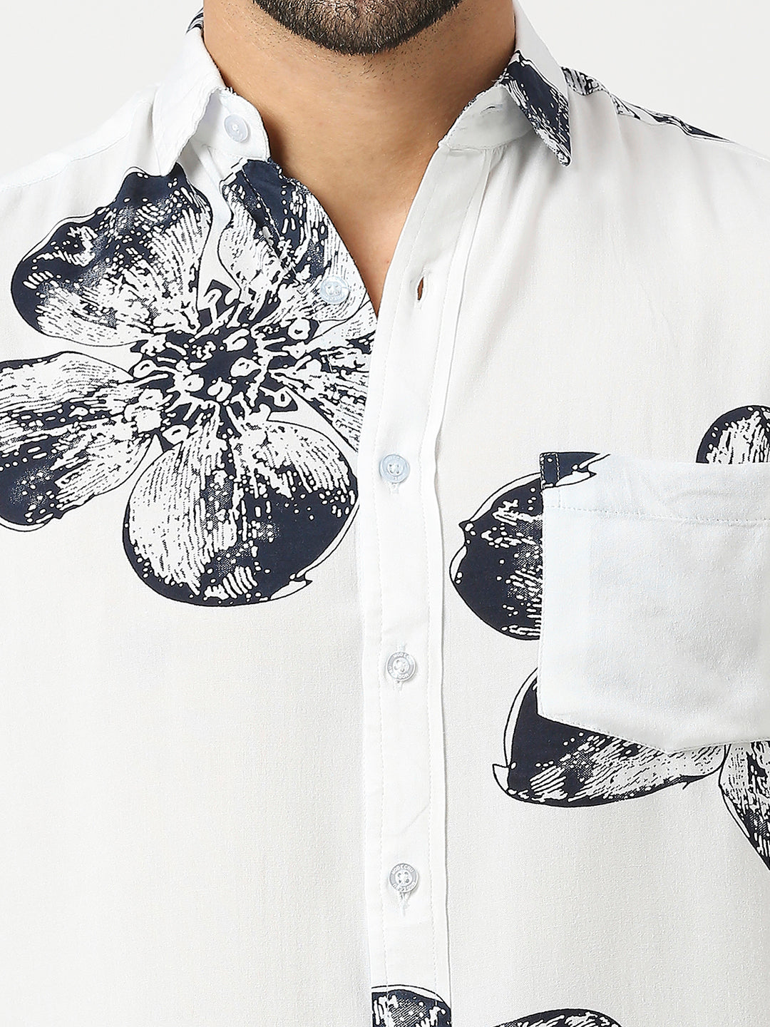 Midsummer Floral Print White Shirt