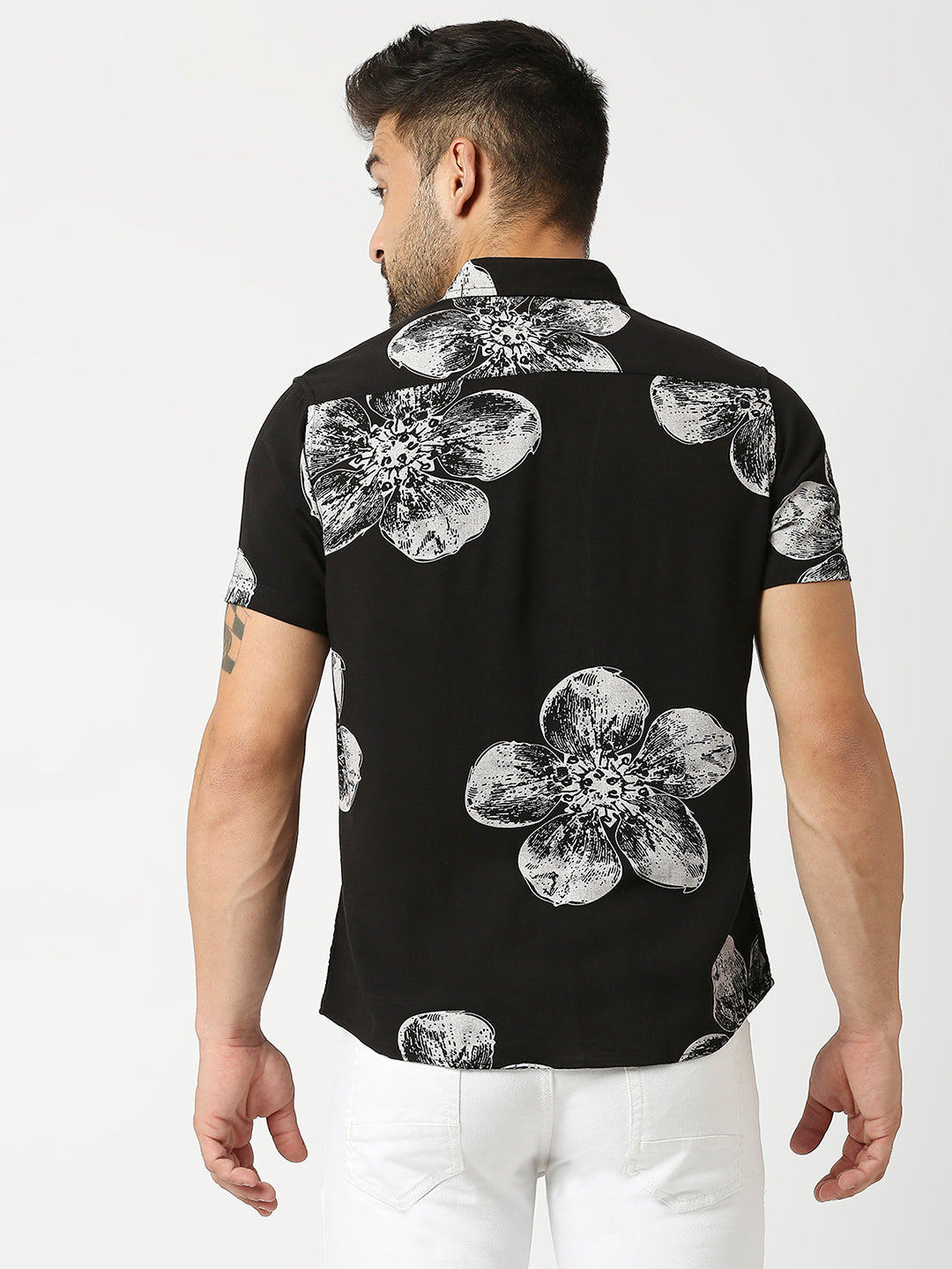 Midsummer Floral Print Black Shirt