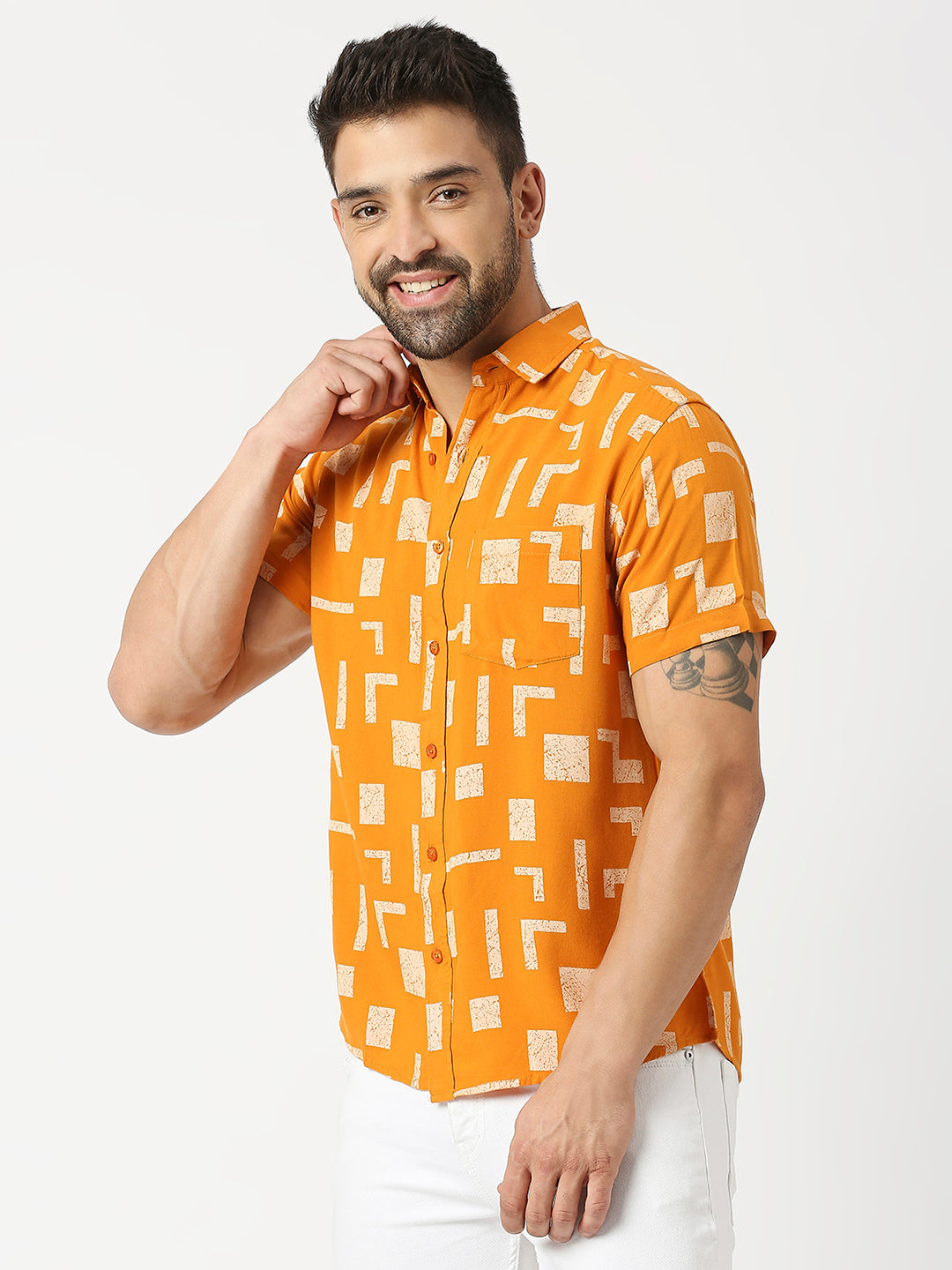 Blocky Abstract Orange Shirt