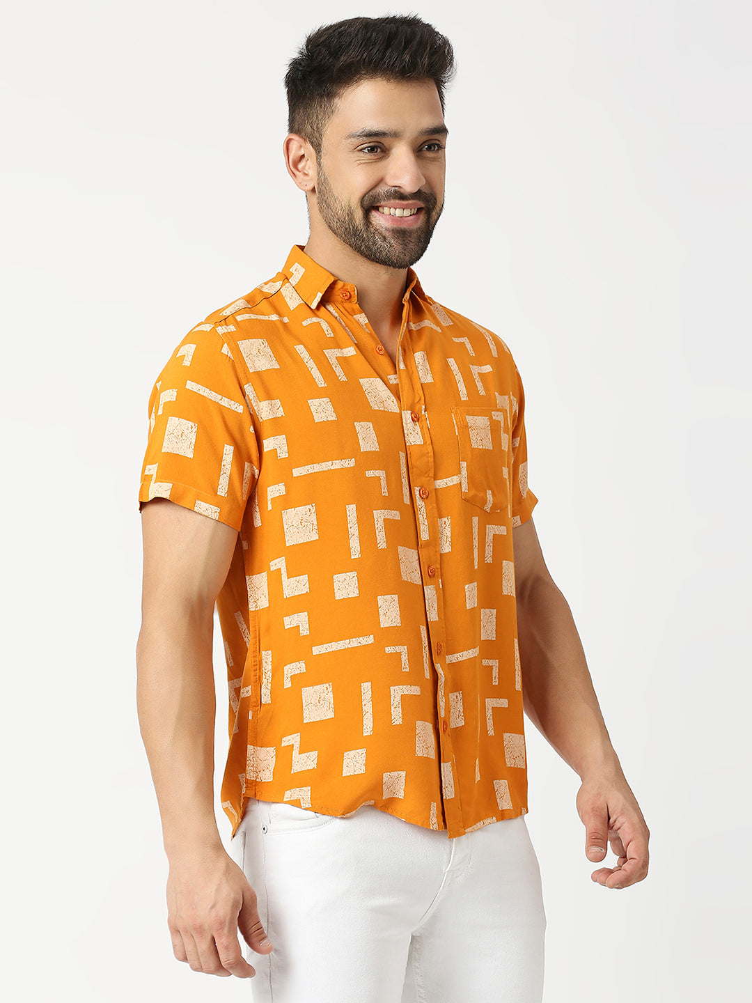 Blocky Abstract Orange Shirt