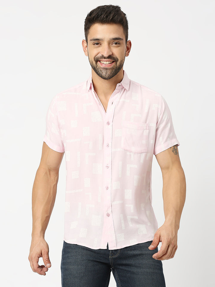 Blocky Abstract Light Pink Shirt