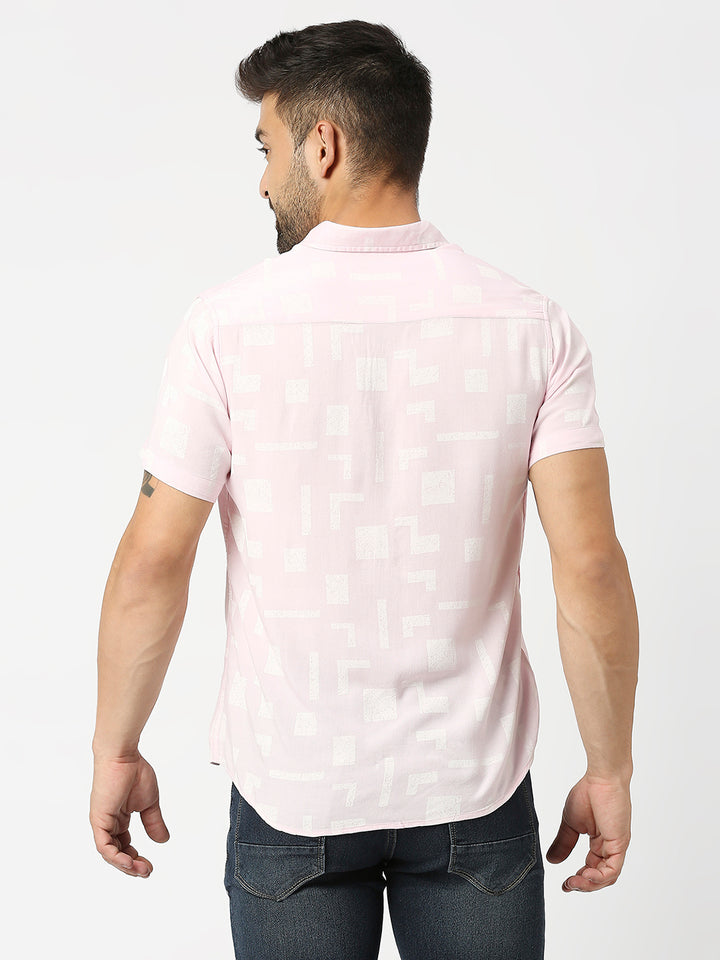 Blocky Abstract Light Pink Shirt