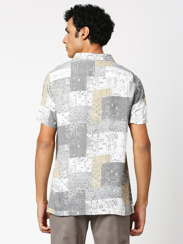 Aztec Abstract Print Grey Shirt
