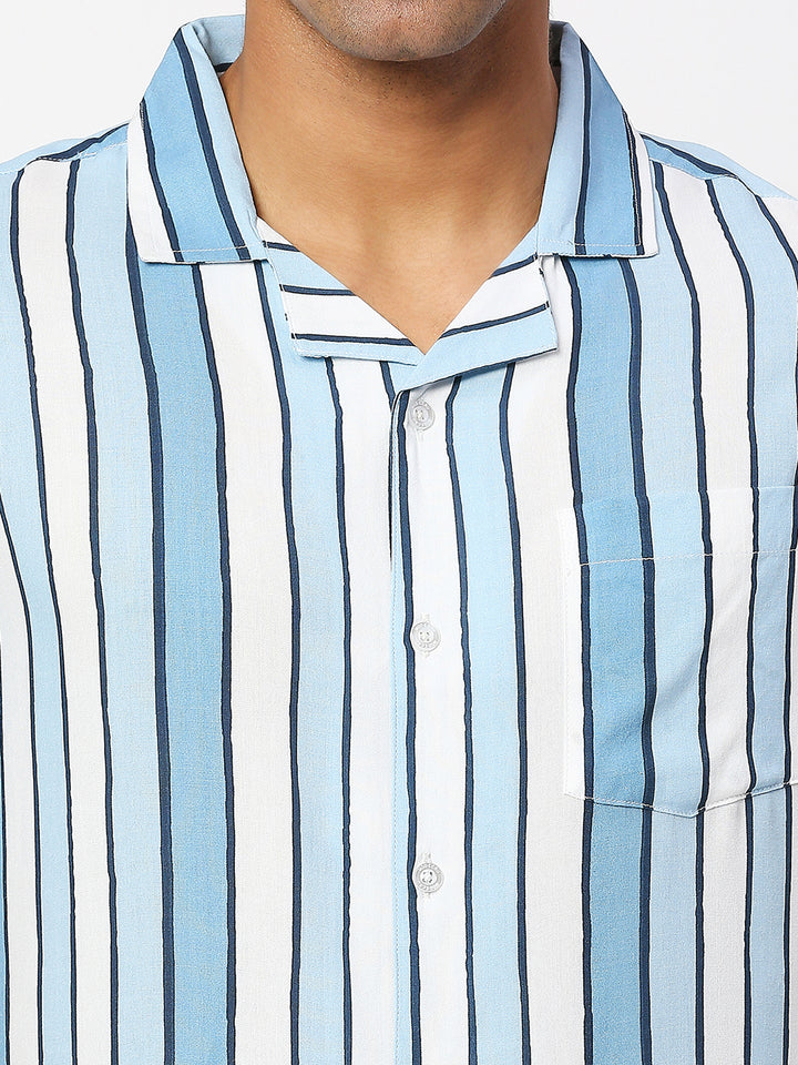 Shaded Stripes Blue Shirt