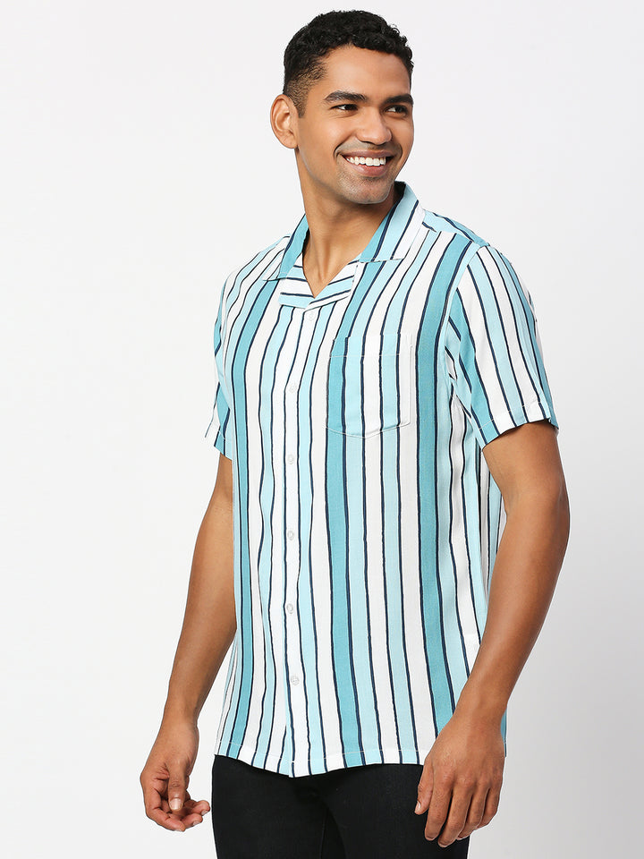 Shaded Stripes Green Shirt