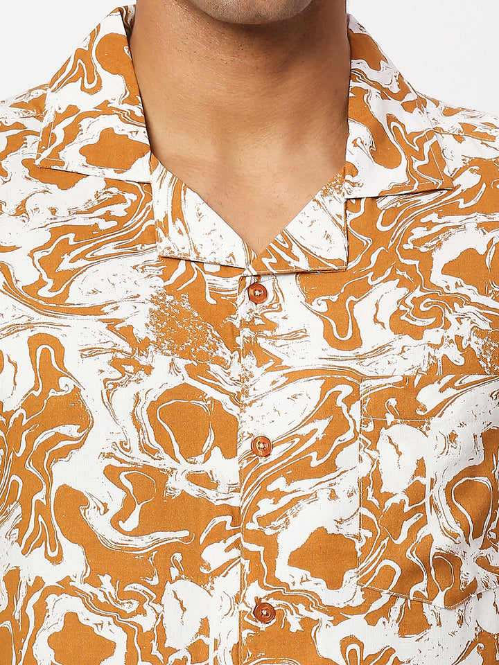Marble Printed Brown Shirt