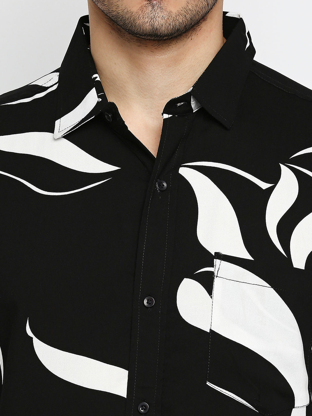 Notions Black Abstract Half Sleeve Shirt