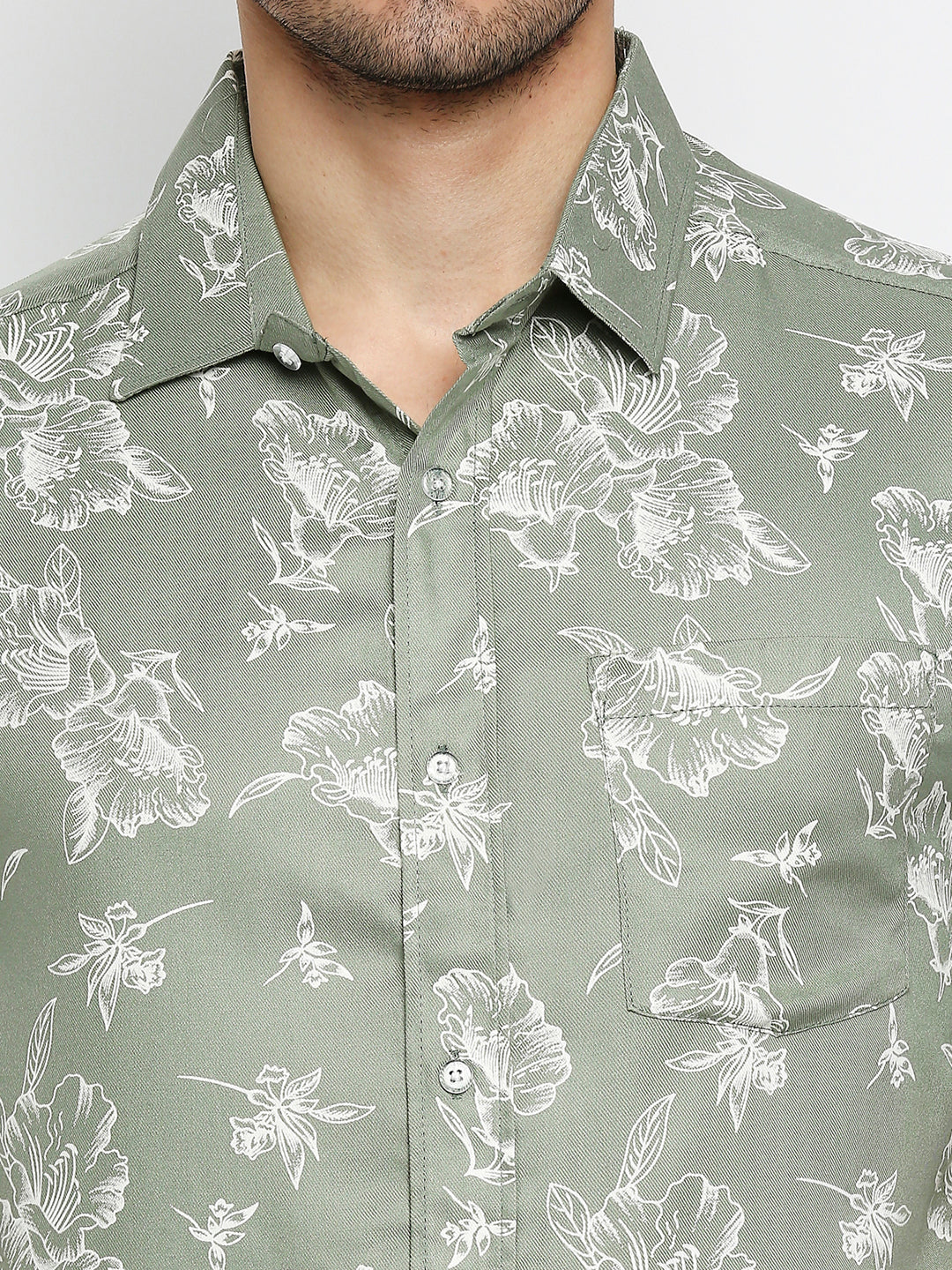 Blossom Green Flowers Half Sleeve Shirt