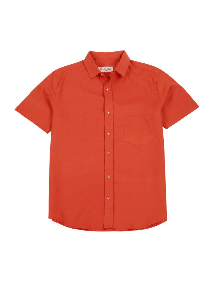 Bliss Pure Linen Deep Orange Shirt