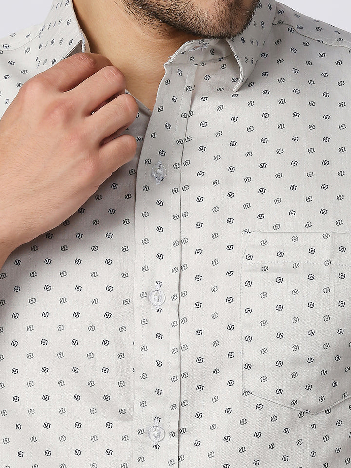 Bonita Grey Small Motif Printed Half Sleeve Shirt