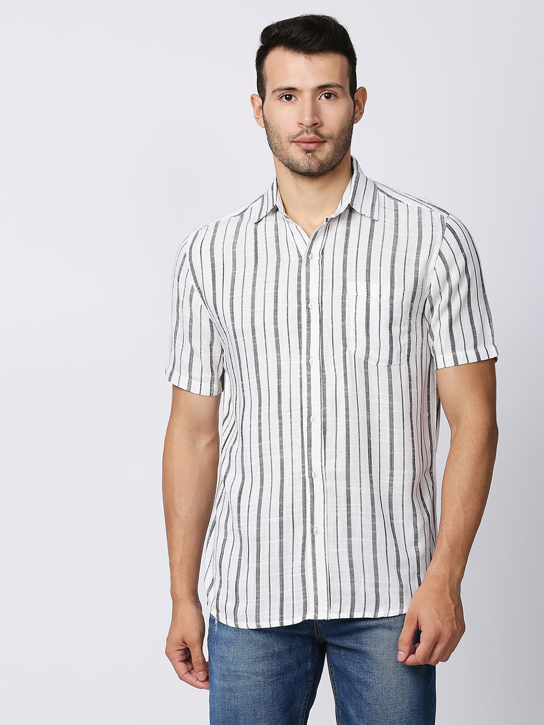 Dazzle White Large Stripes Shirt