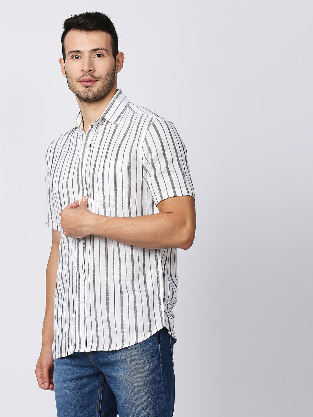 Dazzle White Large Stripes Shirt