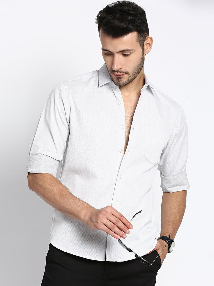 Serenity Cotton Micro Dots White Casual Shirt
