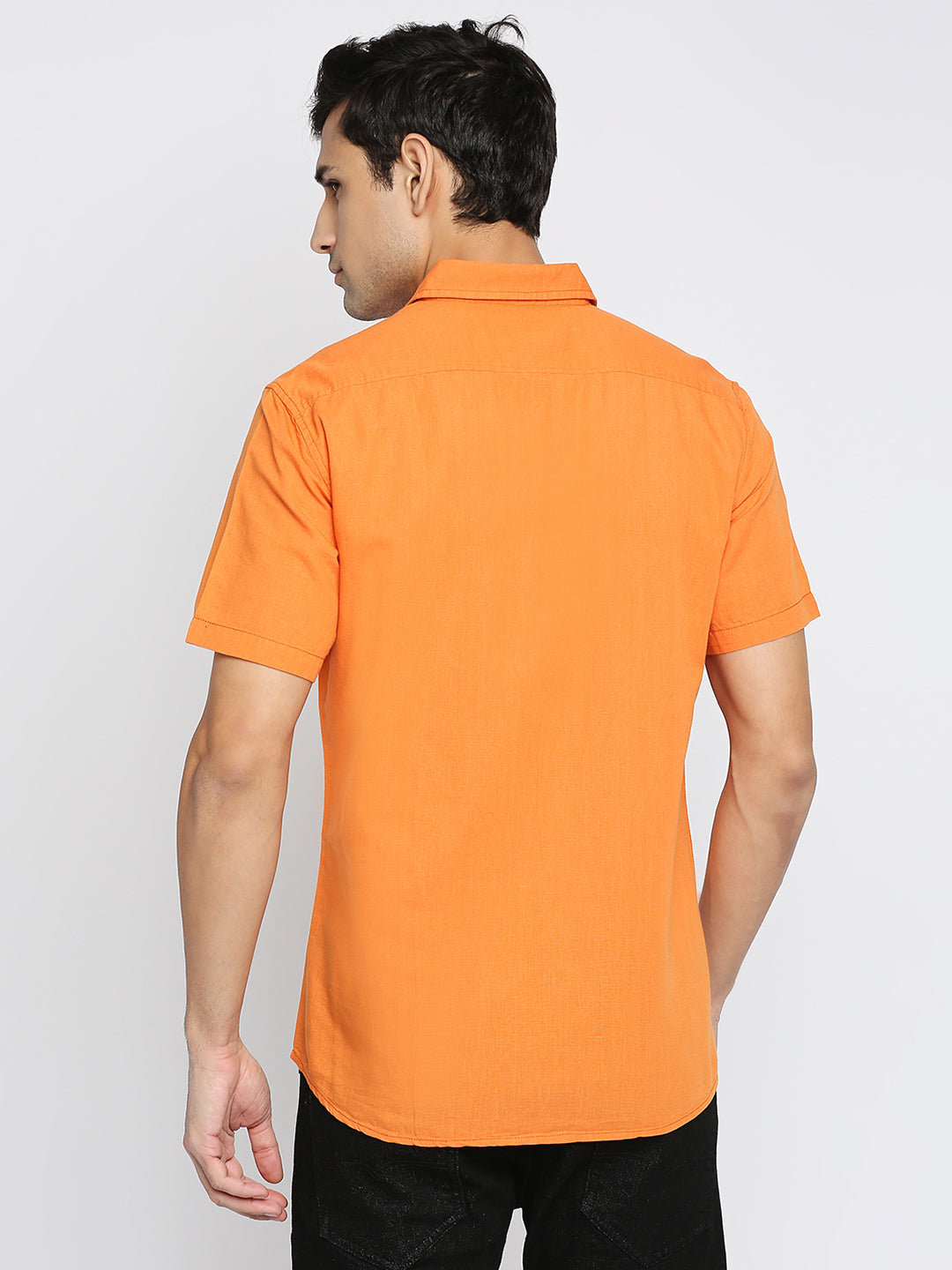 Absolute Linen Cotton Orange Slim Fit Shirt