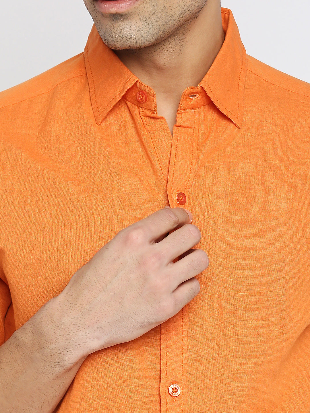 Absolute Linen Cotton Orange Slim Fit Shirt