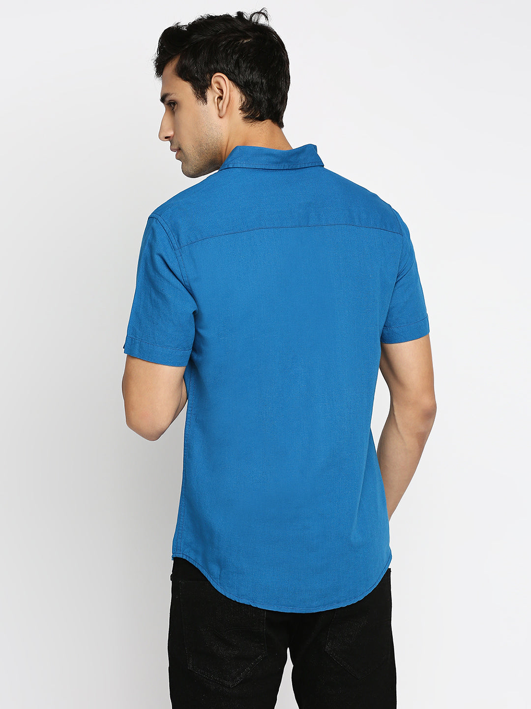Absolute Linen Cotton Blue Slim Fit Shirt