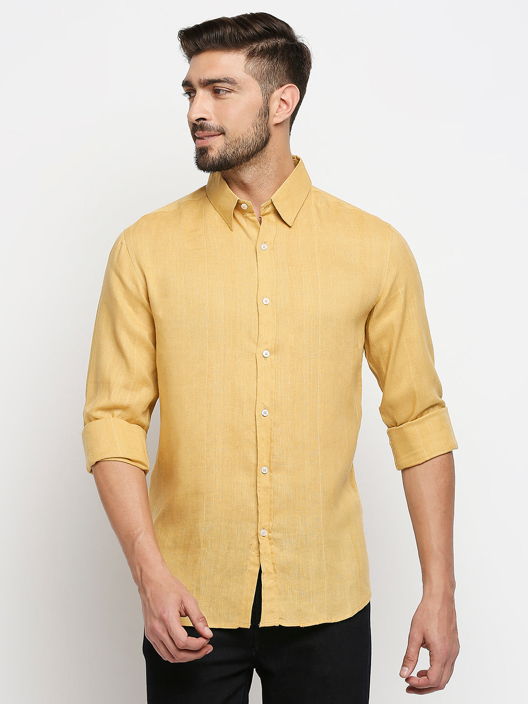 Indulge Excel Linen Khaki Shirt