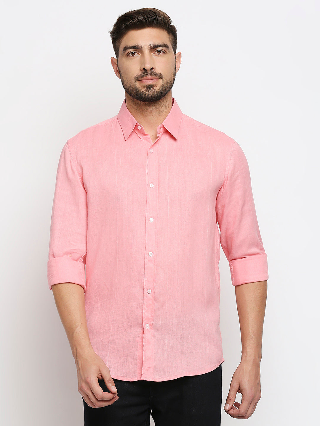 Indulge Excel Linen Pink Shirt