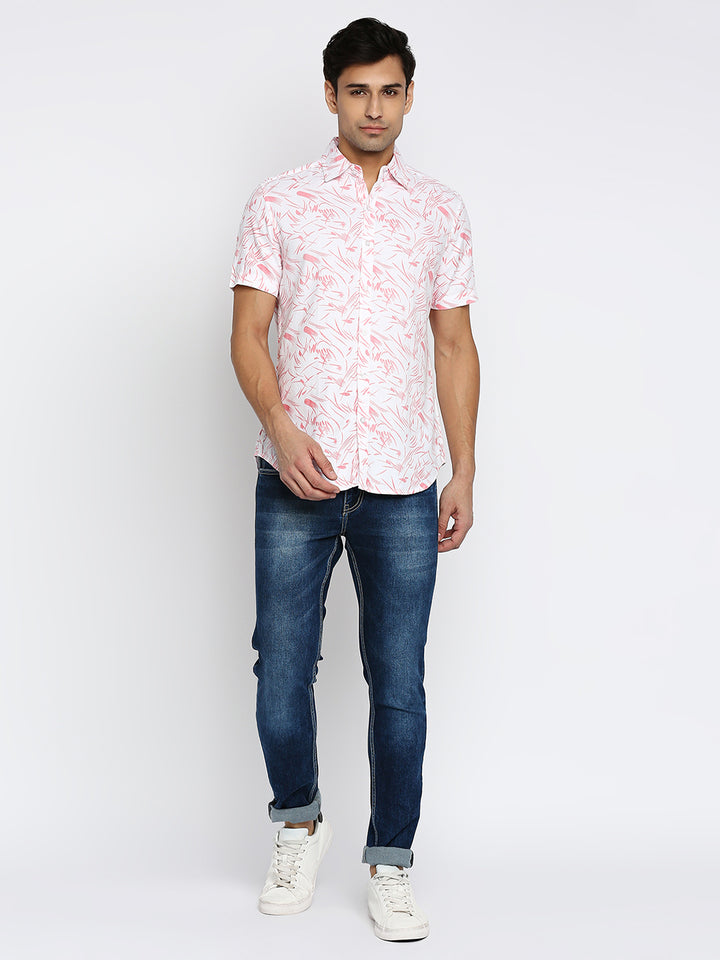 Absolute Modal Cotton Pink Grass Slim Fit Shirt