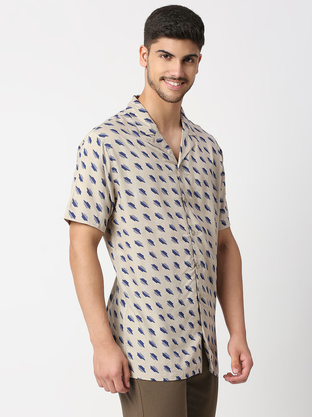 Stroke Grey Blue All-Over Printed Shirt