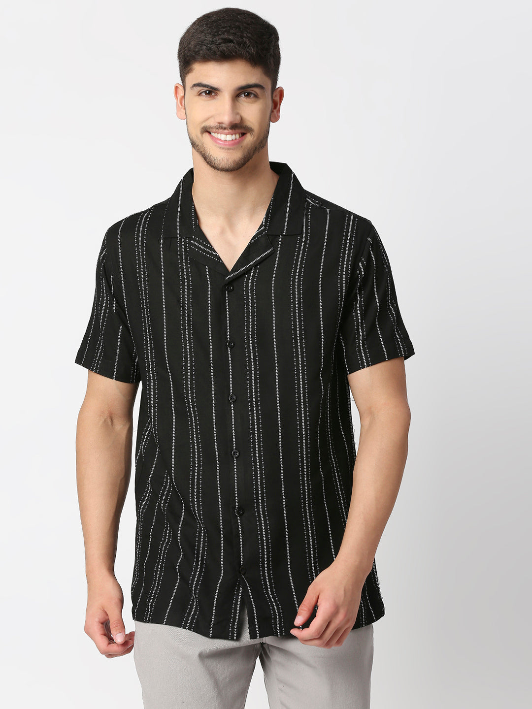 Morocco Black Vertical Stripes Shirt
