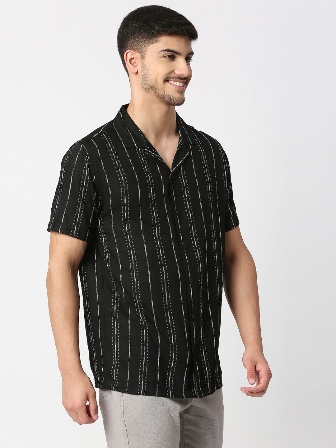 Morocco Black Vertical Stripes Shirt