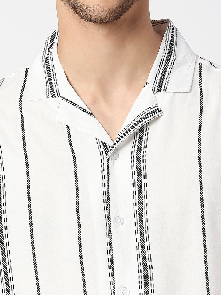Morocco White Vertical Stripes Shirt