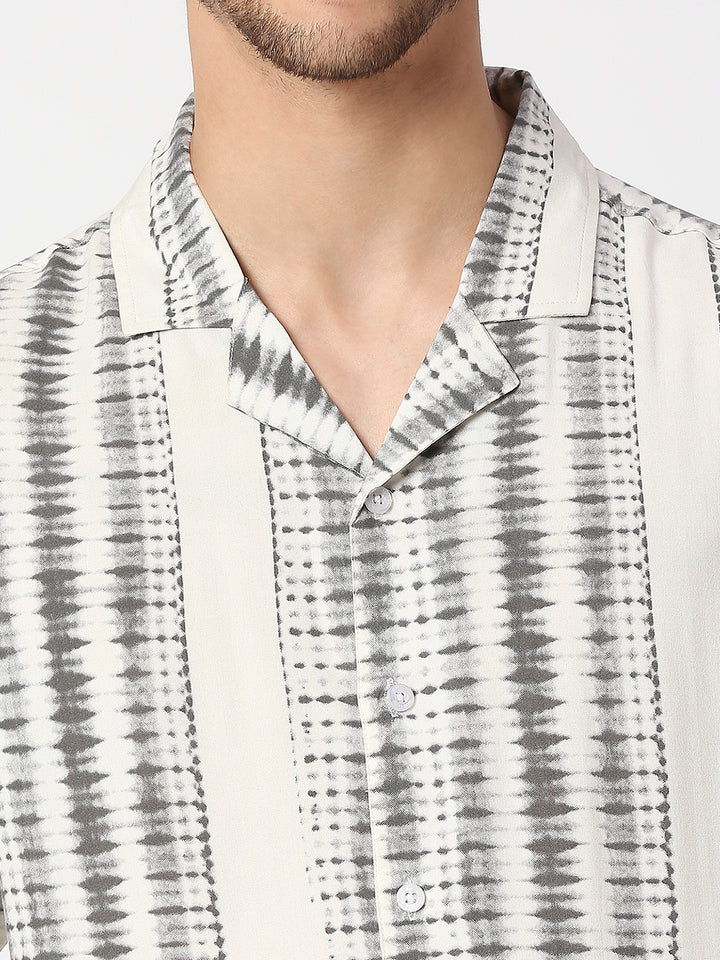 Smoke White Grey Vertical Stripes Shirt