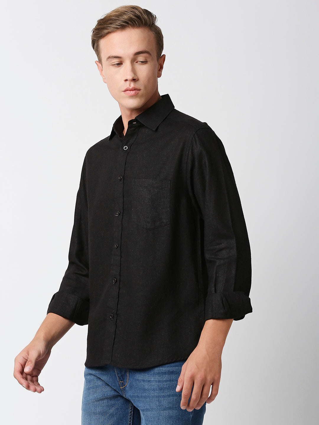 Noche Hemp Bamboo Black Long Sleeve Shirt