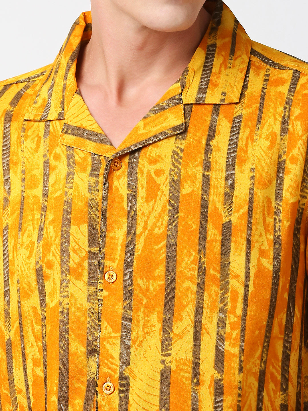 Fantasia Yellow Vertical Stripes Shirt