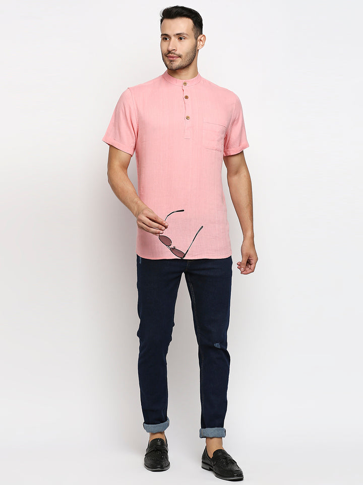 Charmer Collar Band Pink Shirt