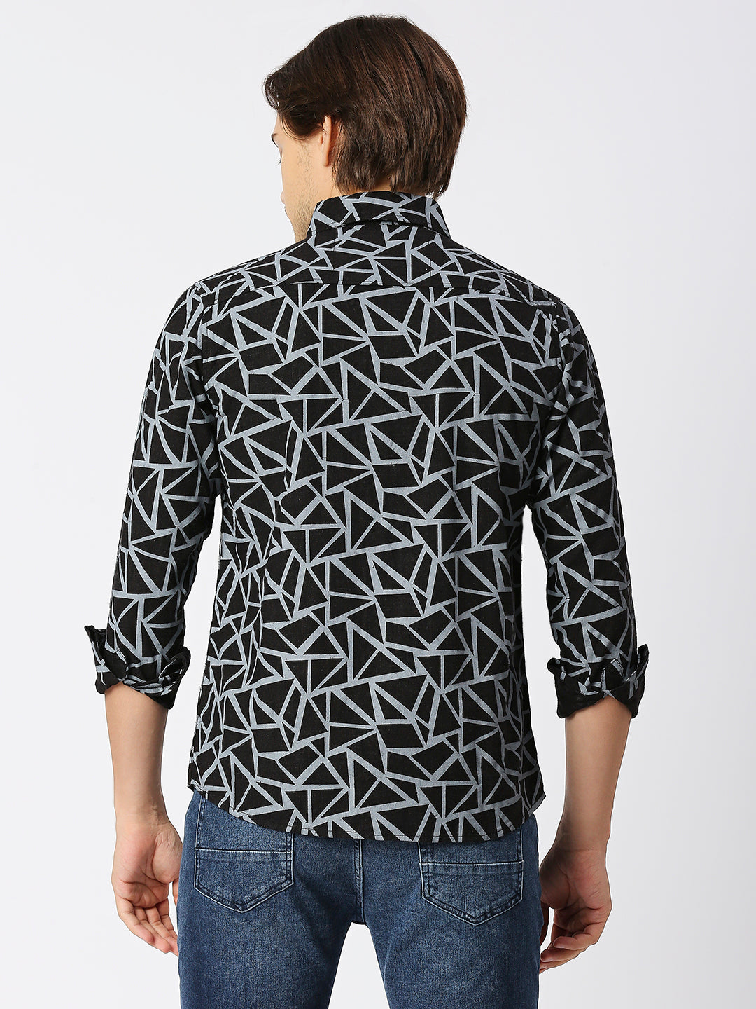 Mosaic Black & Grey Abstract Hemp Bamboo Full Sleeve Shirt